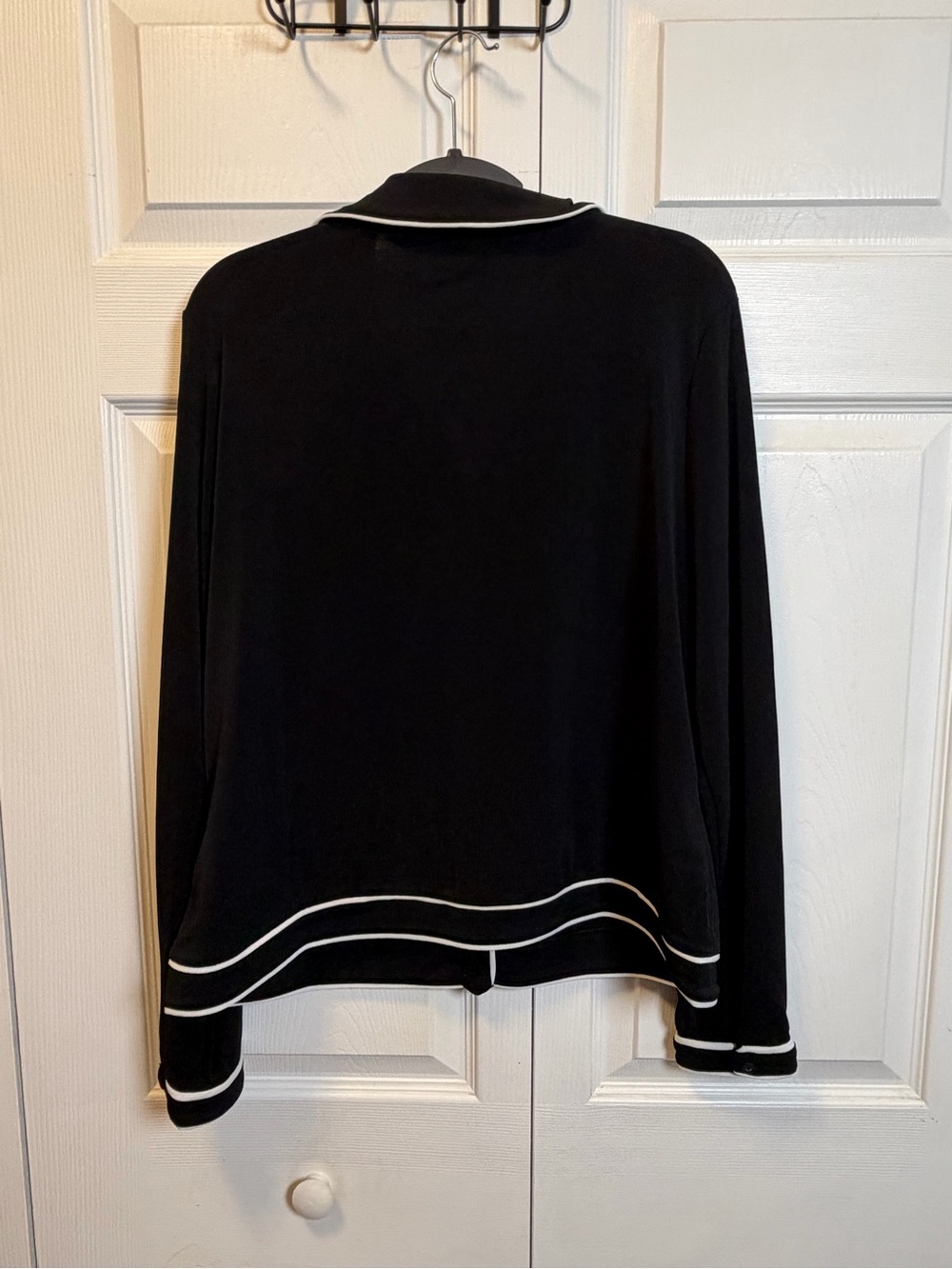 Adrianna Papell Black White Trim Button Front Blouse Size Large - Picture 6 of 8